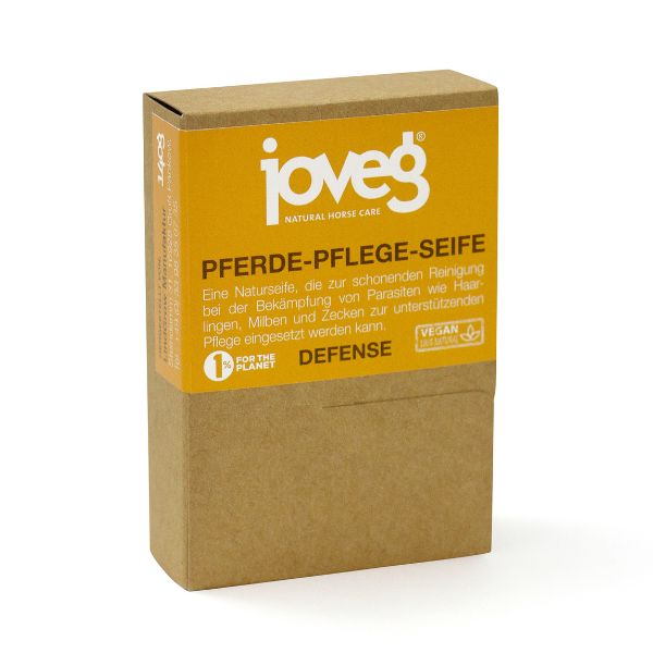 Pferdeseife Defense in braunem Karton mit orangem Label