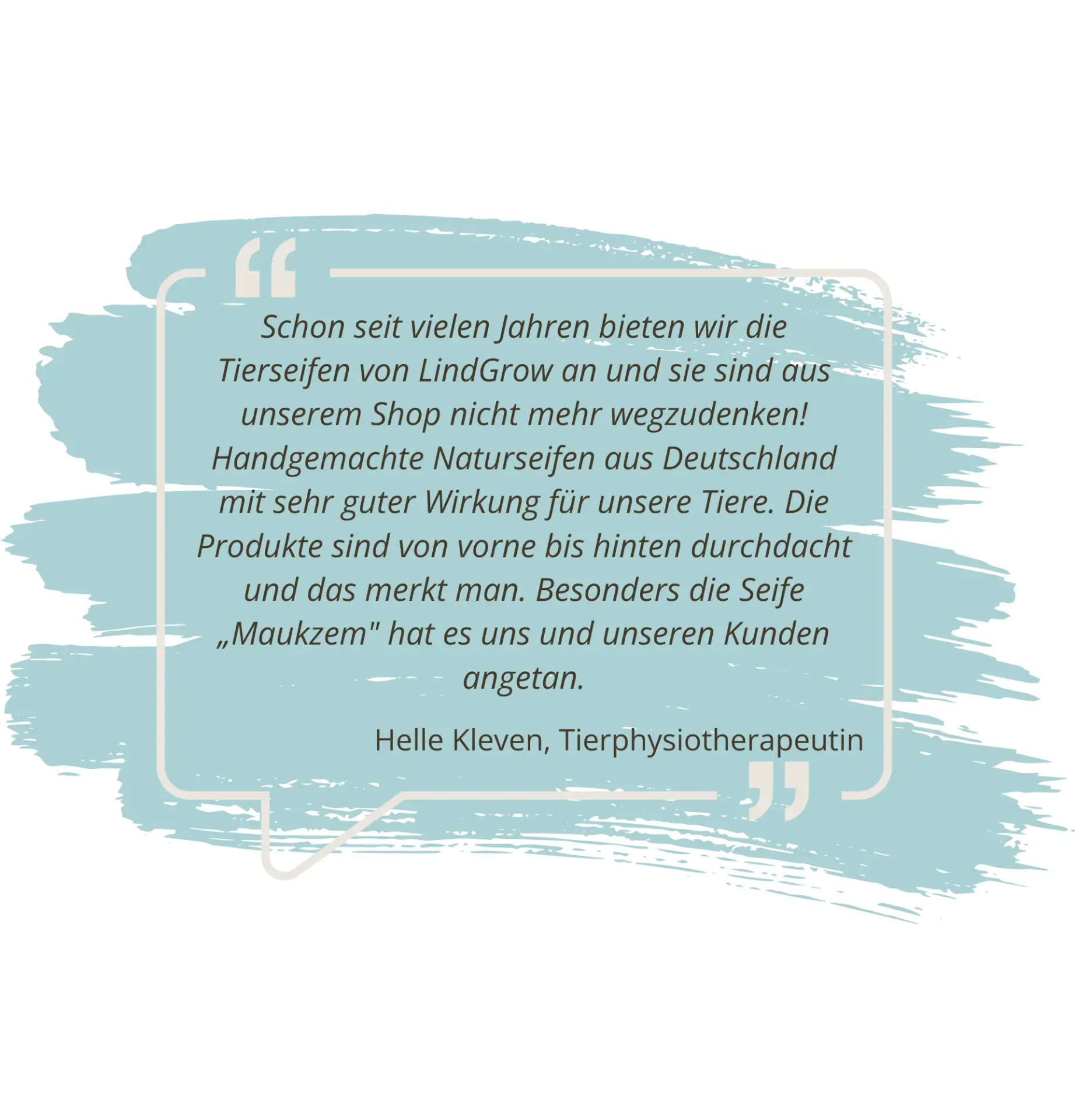 Sprechblase mit Kommentar von Helle Kleven zu Maukeseife